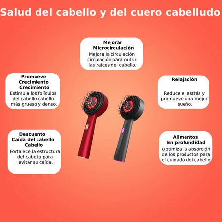 Xochi™ | Cepillo Masajeador Capilar con Luz Roja y Aplicador de Aceite